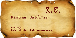 Kintner Balázs névjegykártya